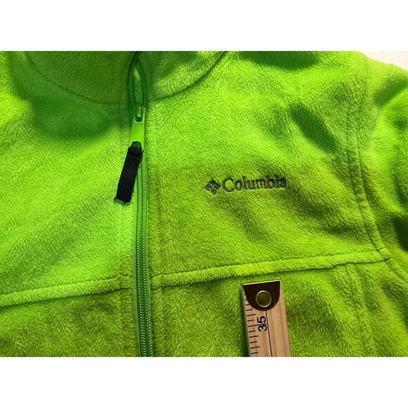 Columbia Fleece Jacket Girls Size 10/12 Green Full Zip Long Sleeve Mock Neck - Picture 4 of 4